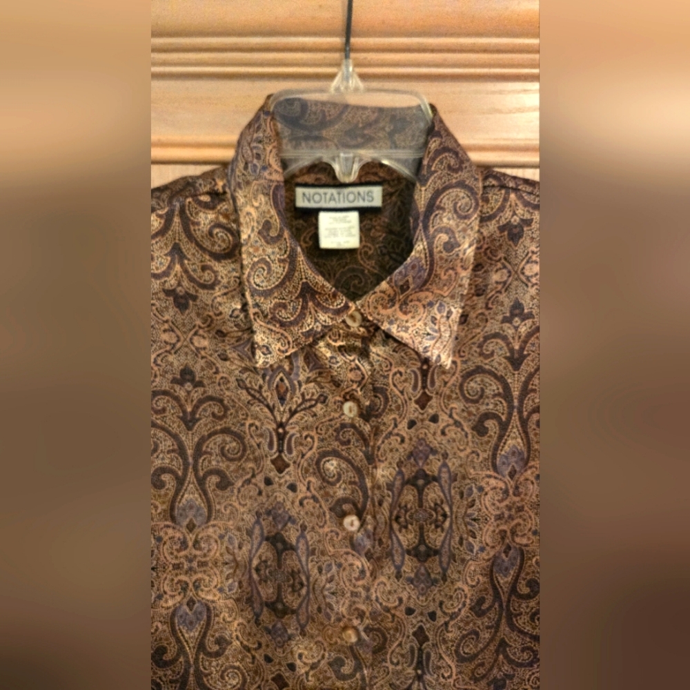 Notations Long Sleeve Woman's Blouse, Size Large